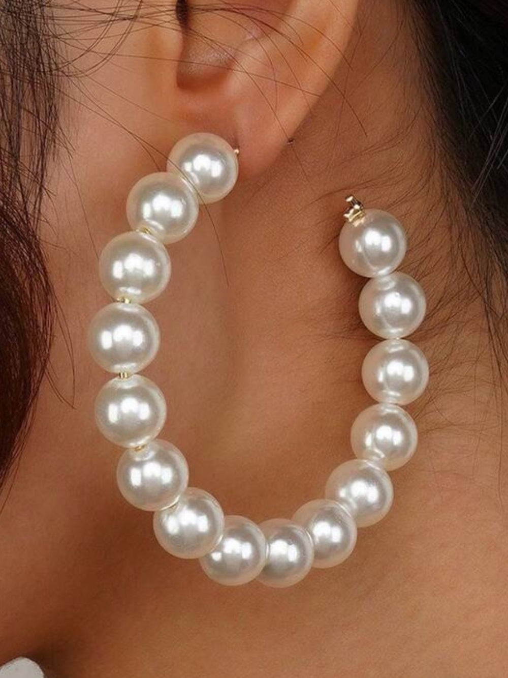 Target White Pearl Beaded Hoop Earrings